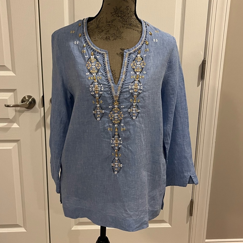 Lilly Pulitzer Blue Linen Tunic